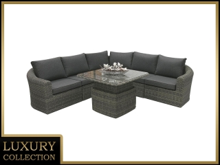 DEOKORK Ratanová modulová zostava BORNEO LUXURY pre 5 osôb (sivá)