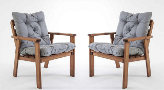 ASKO Záhradné masívne kreslá ATLANTA vr. polstrovanie (2 ks)