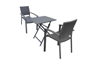 DEOKORK Záhradná ratanová zostava CALVIN BALCONY 1+2 (sivá)