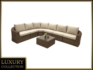 DEOKORK Ratanová modulová zostava rohová BORNEO LUXURY pre 6 osôb (hnedá)