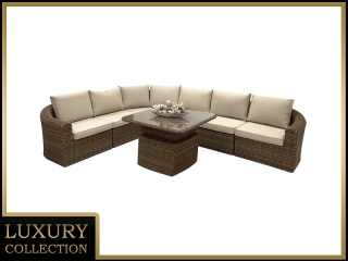 DEOKORK Ratanová modulová zostava rohová BORNEO LUXURY pre 6 osôb (hnedá)