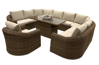 DEOKORK Ratanová modulová jedálenská zostava BORNEO LUXURY pre 9 osôb (hnedá) obr-1