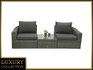 DEOKORK Ratanová modulová zostava BORNEO LUXURY pre 2-3 osoby (sivá)