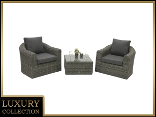 DEOKORK Ratanová modulová zostava BORNEO LUXURY pre 2 osoby (sivá)