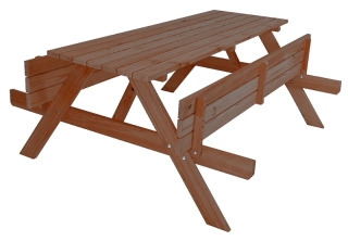 Masívny drevený pivný set so sklopnými lavicami 180 cm (morený) obr-1