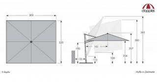Slnečník výkyvný Doppler myZone 220 x 300 cm LED (rôzne farby) antracit obr-3