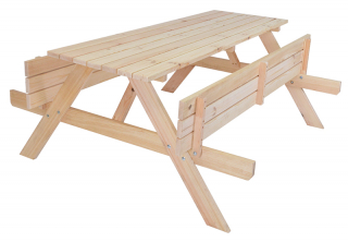 Masívny drevený pivný set so sklopnými lavicami 180 cm (prírodný) obr-1