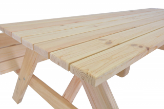 Masívny drevený pivný set so sklopnými lavicami 180 cm (prírodný) obr-3