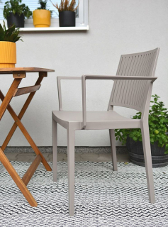 Plastové kreslo s podrúčkami HELSINKY (rôzne farby) béžová obr-2