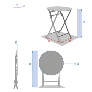 Hliníkový skladací stôl SUNNY ø 60 cm (antracit) obr-2