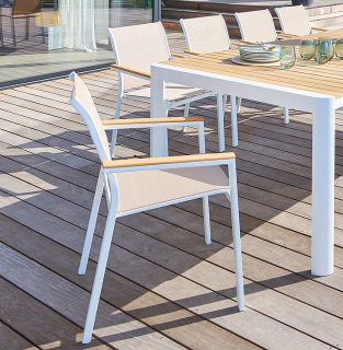 DEOKORK Hliníkové kreslo s textíliou ZEUS (biela) obr-2