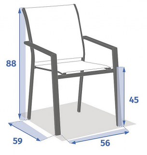 DEOKORK Hliníkové kreslo s textíliou ZEUS (biela) obr-3