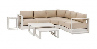 Hliníková rohová zostava pre 5 osôb MADRID NEW (cappuccino)