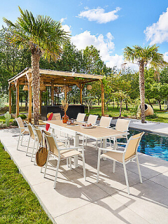 DEOKORK Hliníkové kreslo s textíliou ZEUS (biela) obr-3