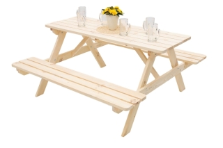 DEOKORK Masívny drevený pivný set z borovice 160 cm hrúbka 28 mm