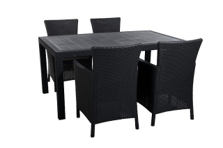 DEOKORK Záhradná zostava z umelého ratanu HAVANA 1+4 (antracit)