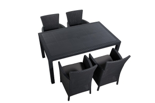 DEOKORK Záhradná zostava z umelého ratanu HAVANA 1+4 (antracit) obr-1