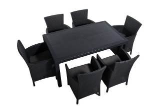 DEOKORK Záhradná zostava z umelého ratanu HAVANA 1+6 (antracit) obr-1