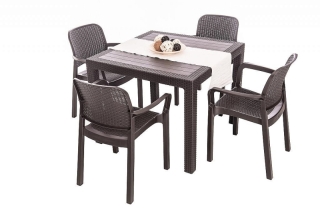 DEOKORK Záhradná ratanová zostava KARA MINI 1+4 (hnedá)