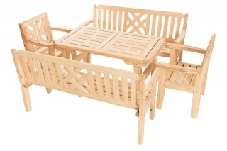 DEOKORK Masívne záhradná zostava z borovice ROMANTIC 1+2+2 (32 mm) - rôzne dĺžky 150 cm obr-1