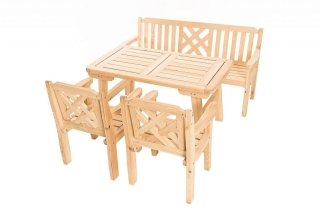 DEOKORK Masívne záhradná zostava z borovice ROMANTIC 1+2+2 (32 mm) - rôzne dĺžky 150 cm obr-3