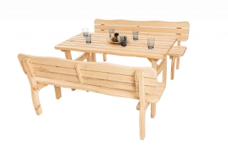 DEOKORK Masívne záhradná zostava z borovice VIKING 1+2 (40 mm) - rôzne dĺžky 150 cm