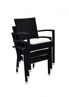 Záhradné ratanové kreslo NAPOLI s poduškou (čierna) obr-4