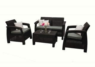 DEOKORK Záhradná ratanová pohovka 2-miestna CORFU LOVE SEAT (antracit) obr-1