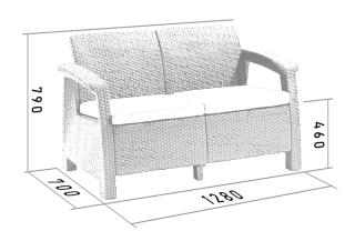 DEOKORK Záhradná ratanová pohovka 2-miestna CORFU LOVE SEAT (hnedá) obr-2