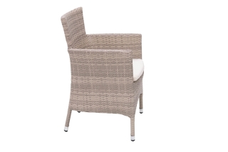 DEOKORK Ratanové kreslo stohovateľné MODENA s poduškou (sivo-béžová) obr-1