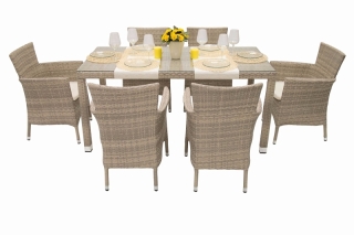 DEOKORK Záhradná ratanová zostava MODENA II. 1+6 (sivo-béžová)