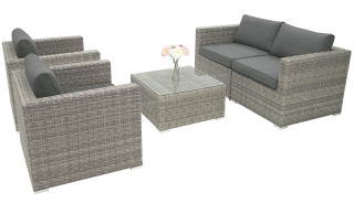 DEOKORK Ratanová variabilná zostava SEVILLA 1+2+1 pre 4 osoby (sivá) obr-1