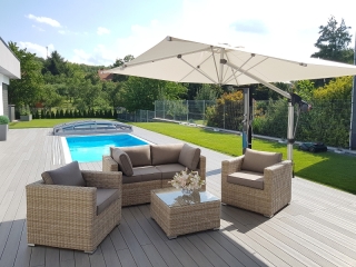 DEOKORK Ratanová 2-dielna lavica SEVILLA (béžová) obr-1