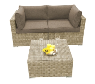 DEOKORK Ratanová variabilná zostava SEVILLA pre 2-3 osoby (béžová)