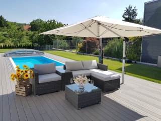 DEOKORK Ratanová variabilná zostava SEVILLA pre 3-4 osoby (antracit)