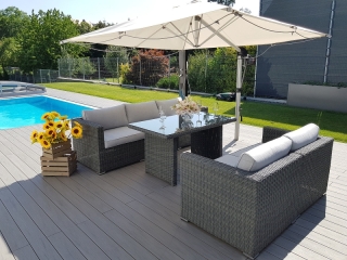 DEOKORK Ratanová variabilná zostava jedalenská SEVILLA pre 5 osoby (antracit)