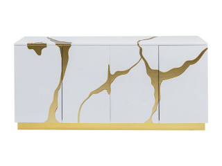 Cracked komoda biely/zlatý 165x80 cm
