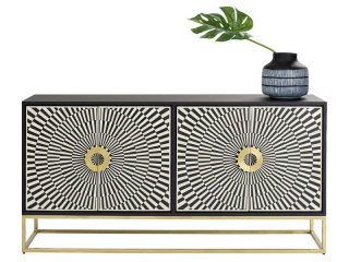 Electro komoda čierna/zlatá