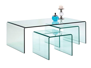 Club set 3 konferenčných stolíkov transparentné