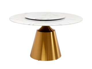 Lucia jedálenský stôl bielo-zlatý Ø135 cm