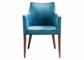 Mode stolička s podrúčkami petrolejovo modrý zamat