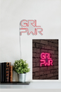 ASIR Nástenná dekorácia s LED podsvietením GRL PWR ružová 36 cm obr-2