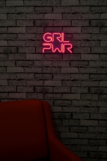 ASIR Nástenná dekorácia s LED podsvietením GRL PWR ružová 36 cm obr-3
