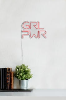 ASIR Nástenná dekorácia s LED podsvietením GRL PWR ružová 36 cm obr-4