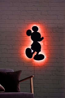 ASIR Nástenná dekorácia MICKEY MOUSE s LED podsvietením 30 cm červená obr-3