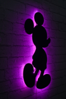 ASIR Nástenná dekorácia s LED podsvietením MICKEY MOUSE fialová 30 cm obr-2