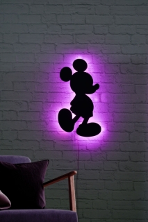 ASIR Nástenná dekorácia s LED podsvietením MICKEY MOUSE fialová 30 cm obr-3