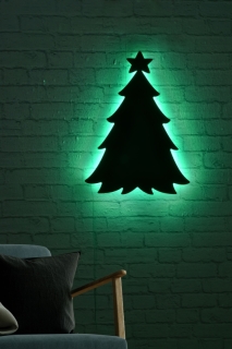 ASIR Nástenná dekorácia VIANOČNÝ STROMEK s LED podsvietením 41 cm zelená obr-1