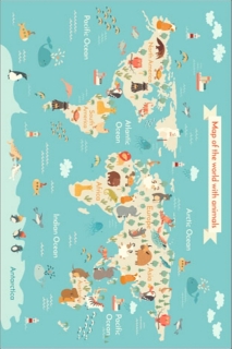 ASIR Koberec 100 x 150 MAPA SVETA modrá obr-1