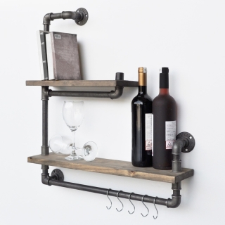 ASIR Nástenná polica BORURAF 019 čierna orech